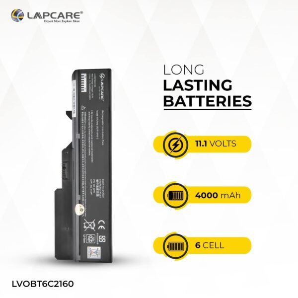 Lapcare Laptop Battery L09L6Y02 for Lenovo Ideapad B470 G460 G465 G470 G475 G560 G565 G570 Z460 Z465 Z470 Z570 Black